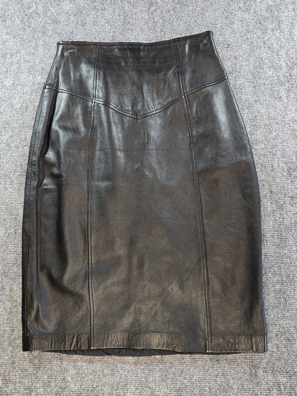 Vintage Black Leather Pencil Skirt Womens 8 Genuine Leather High Waist Classic